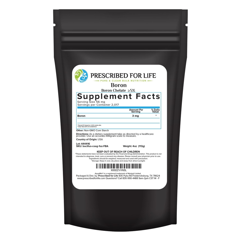 Määrätty for Life Boron Chelate 5% Jauhe, Luonnollinen Boron Supplement miesten ja naisten, Gluteeniton, Vegan, Non GMO (113g)