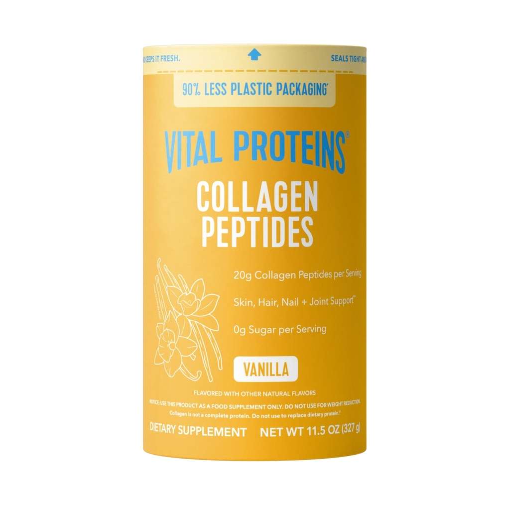 Vital proteiinit Collagen Peptides Powder vanilja - tukee hiuksia, ihoa, kynsiä, luut, nivelet, jauhe naisille