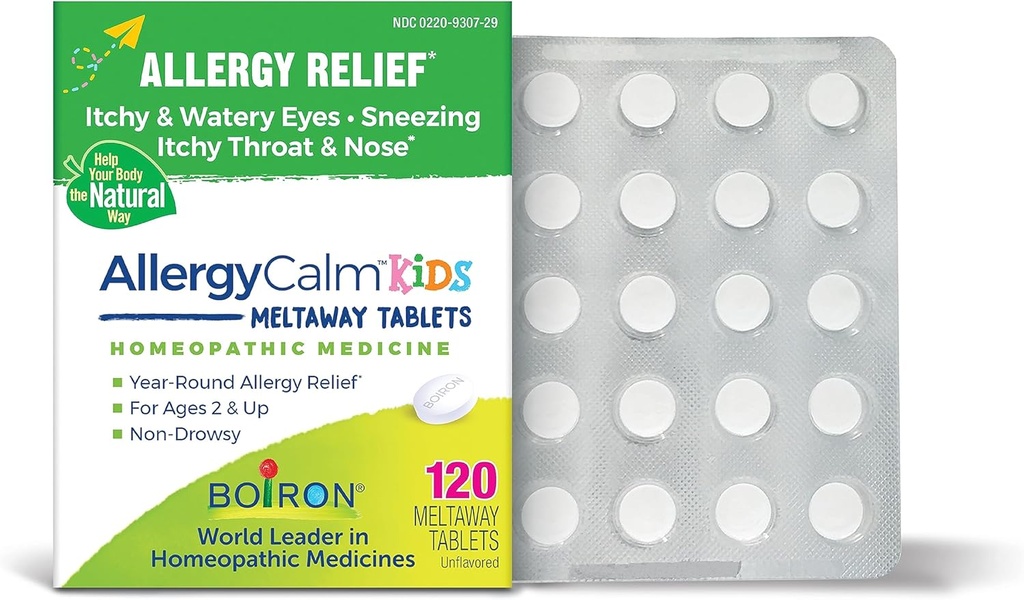 Boiron AllergiaCalm Lapset Tabletit lievittää allergiaa ja heinänuhan oireita Aivastelu, Runny Nenä, ja kutiava silmät tai kurkku - 120