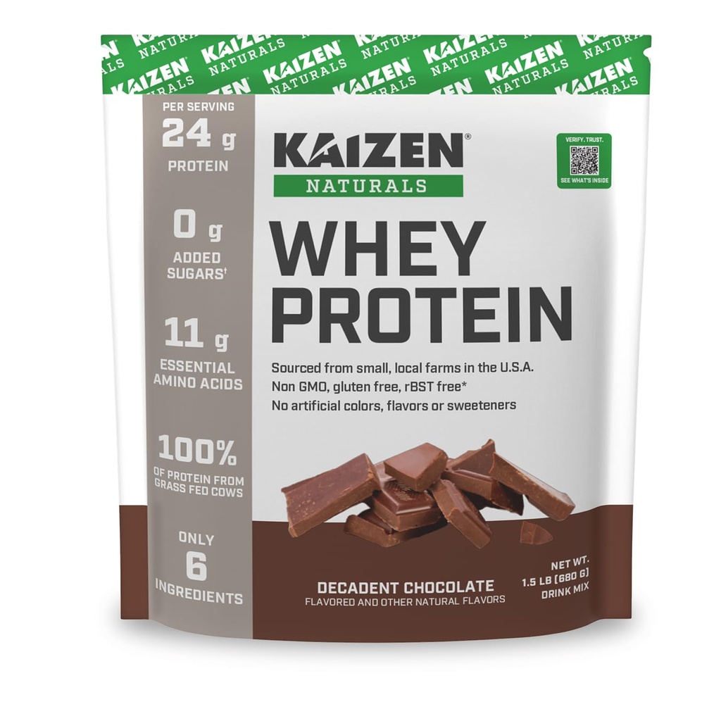 Whey Protein | Chocolate | 24g Protein | Grass fed | Inga artificiella ingredienser | 6 Ingredienser | Tillfredsställande Hunger | Se testresultat | No Added Sugar | Gluten Free | Non GMO | 1.5lb | 20 portioner