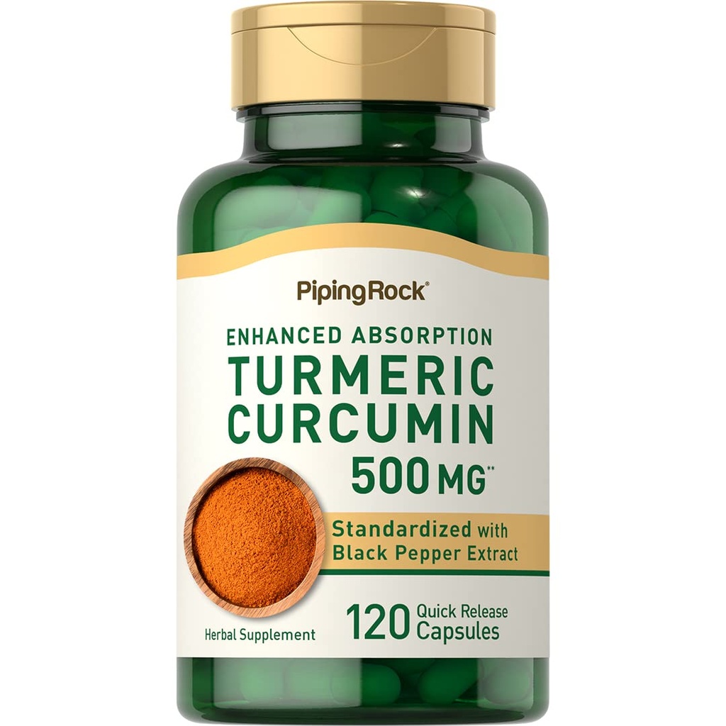 Piping Rock Turmeric Curcumin with Black Pepper 500mg ... 120 kapselia... Standardoitu kasviperäisiä lisäravinteet...