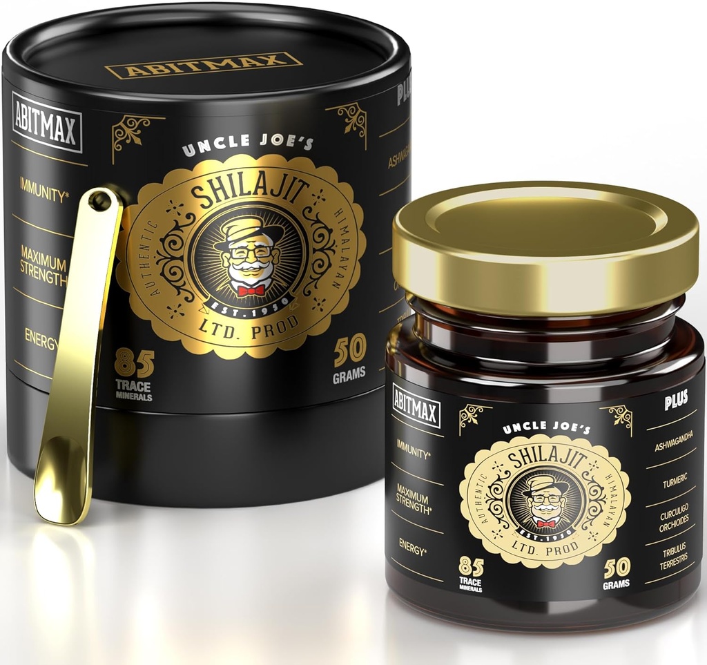50G Pure Organic Himalayan Shilajit Hartin, 800mg High Potency, Golden Grade A, 85+ Trace Minerals & Fulvic Acid, Natural Energy & Immuun Booster