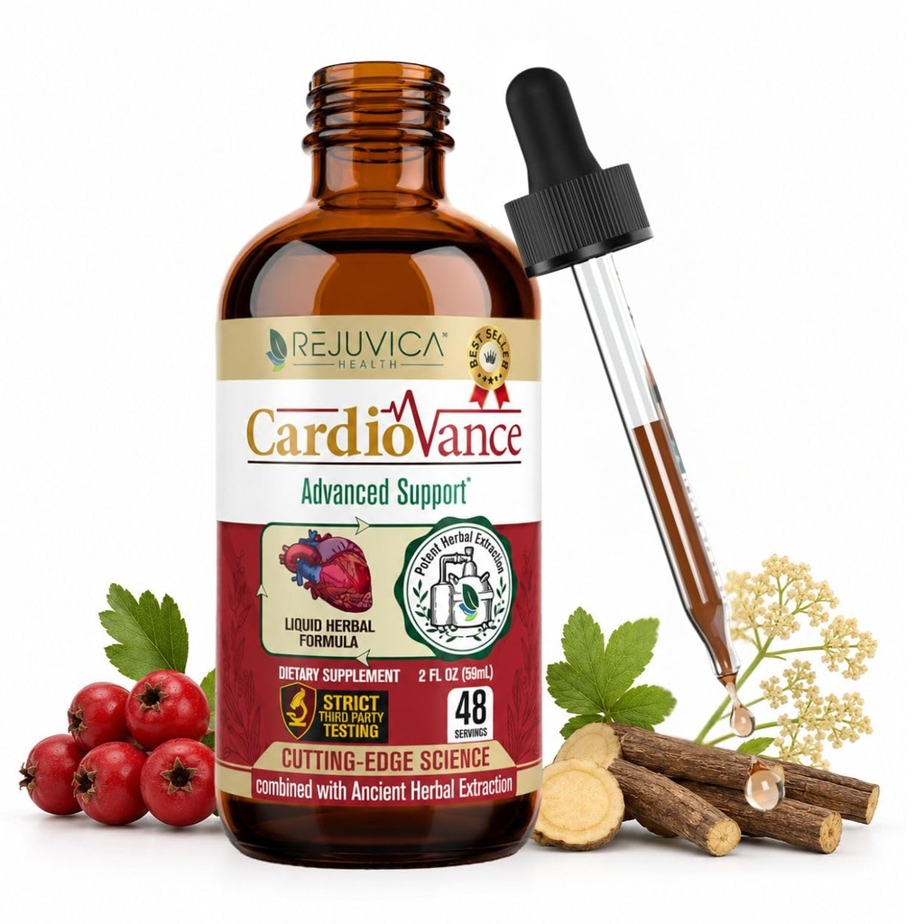 Rejuvica Health CardioVance - Heart Support Supplement - Nesteen toimitus parempaan imeytymiseen - Hawthorne, Hibiscus, Arjuna, Olive Leaf & More!