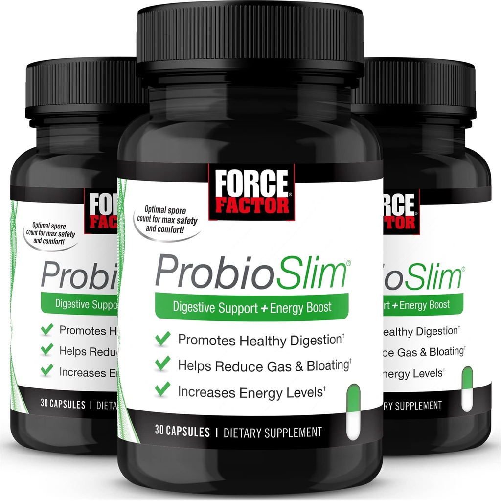 Force Factor ProbioSlim, Probiootti täydentää naisten ja miesten probiootteja ja vihreää teeuutetta, vähentää kaasua, turvotusta, ummetus, tuki Ruoansulatuskanavan terveys & Gut Health, 30 luku (Pakkaus 3)