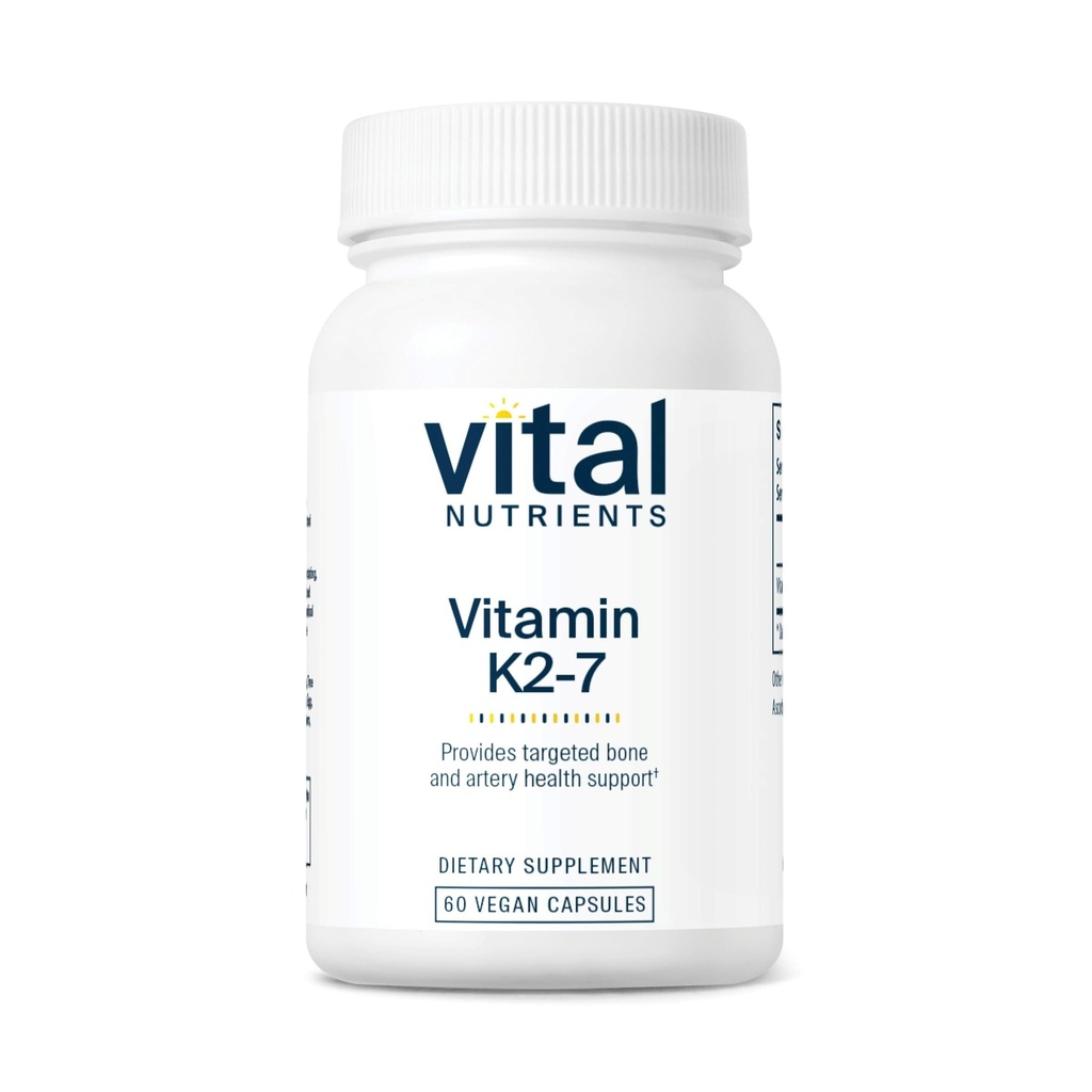 Vital Nutrients Vitamin K2-7 | Främjar kardiovaskulär, hjärta, benhälsa * Vitamin K2 + MK7 | Vegan Vitamin K Supplement | Gluten, Dairy, Soy Free | Icke-GMO | 60 kapslar