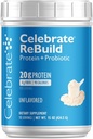 Juhlita vitamiineja Rebuild Protein Powder probiootit & Prebiootit - 20g Whey Isolate Protein, High Fiber, Post Bariatric Surgery Potilaat - Unmaled (15 Servings)