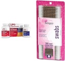 Lipo-Flavonoid Day & Night Tinnitus Relief Combo Kit med vitaminer, 90 Caplets & Swisspers Premium Cotton Swabs, 300 Count