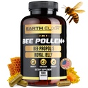 Earth Elixir 3-i-1 Organic Bee Pollen Capsule - Non-GMO, Pure Raw Bee Pollen, Royal Jelly, Propolis Extract för kvinnor och män - Naturlig energi, immun & Vitality Support - 180 Propolis Capsules