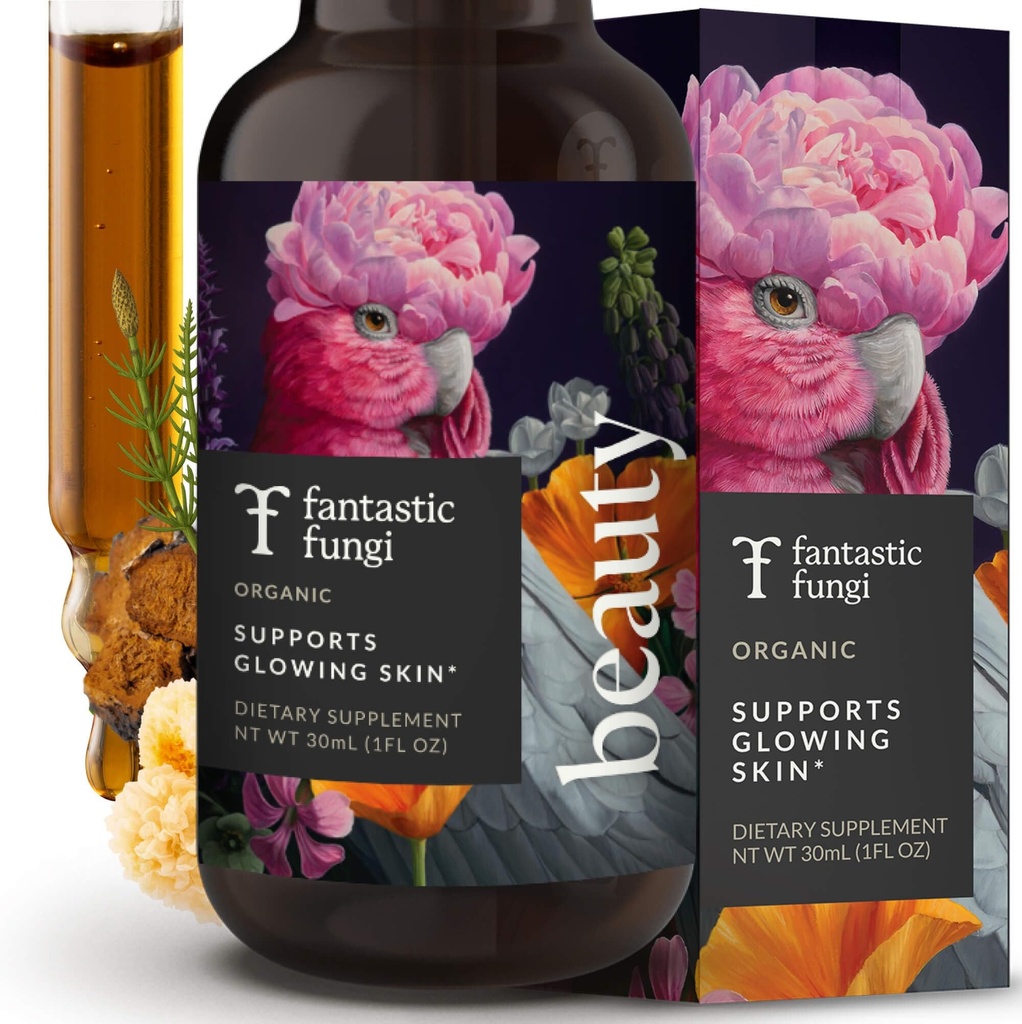 Fantastic Sieni Beauty Elixir Tremella Mushroom Extract, Chaga Mushroom Extract, Horsetail & Acerola - Organic Drops for Healthy Hair, iho & kynnet - Formulated in USA - 30 Servings, 1 fl oz
