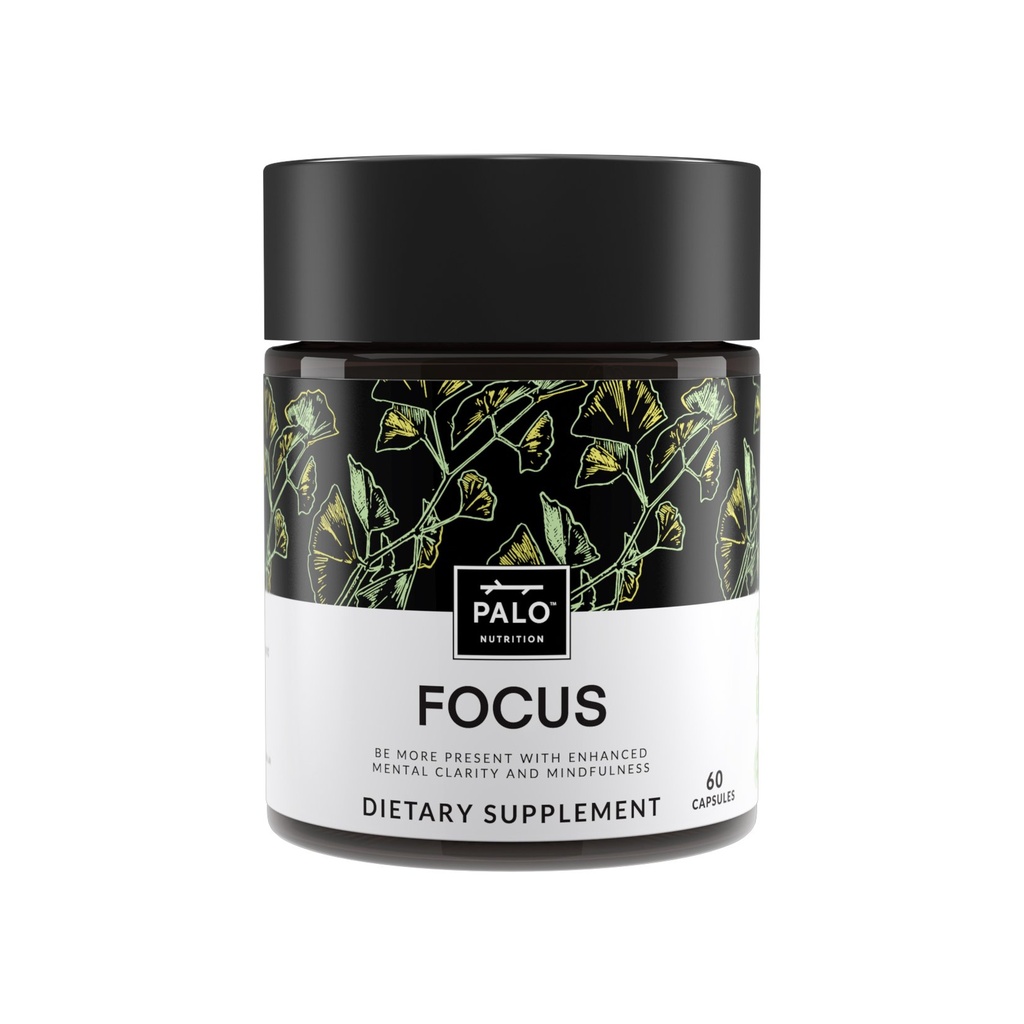 PALO FOCUS Brain Booster Natural Supplement Nootropic for Memory, Focus, Learning, Reall, Huomio ja kognitio - Ginkgo Biloba, Bacopa, Gotu Kola, Ashwagandha, Mucuna 60 kapselia