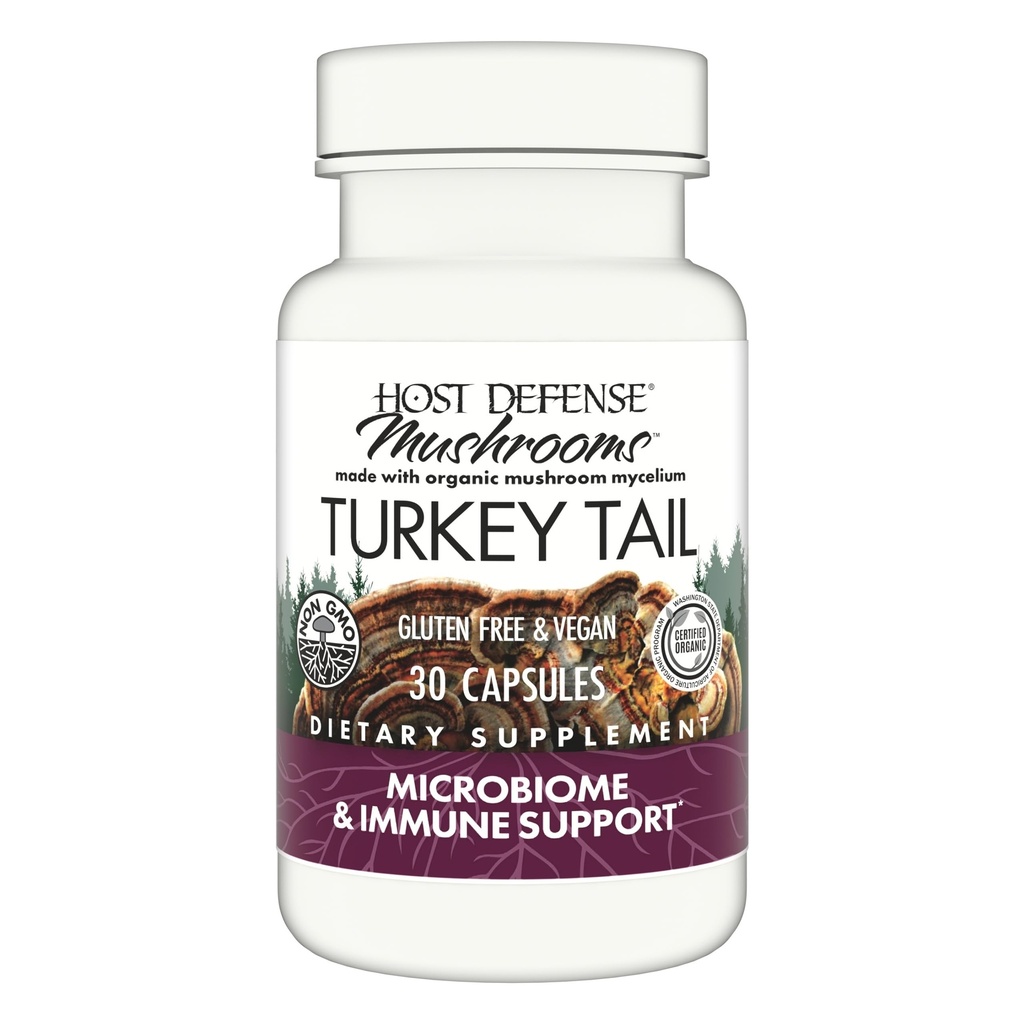 Värdförsvar Turkiet Tail Capsules - Digestive Health & Immune Response Support Supplement - Mushroom Supplement för Gastrointestinal & Gut Microbiome Support - 30 kapslar (15 portioner) *
