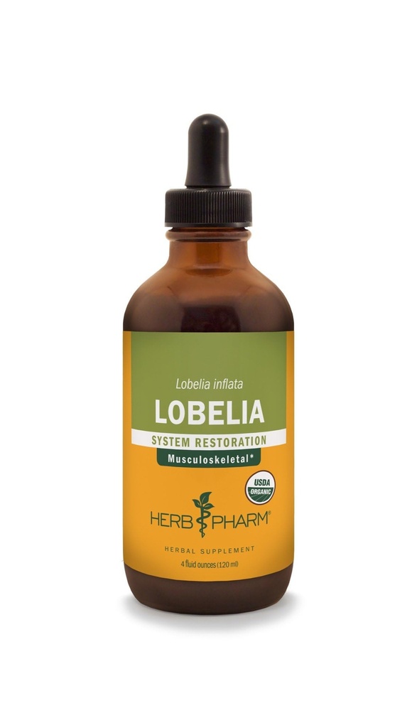 Herb Pharm Certified Organic Lobelia Liquid Extract för Musculoskeletal System Support - 4 Ounce