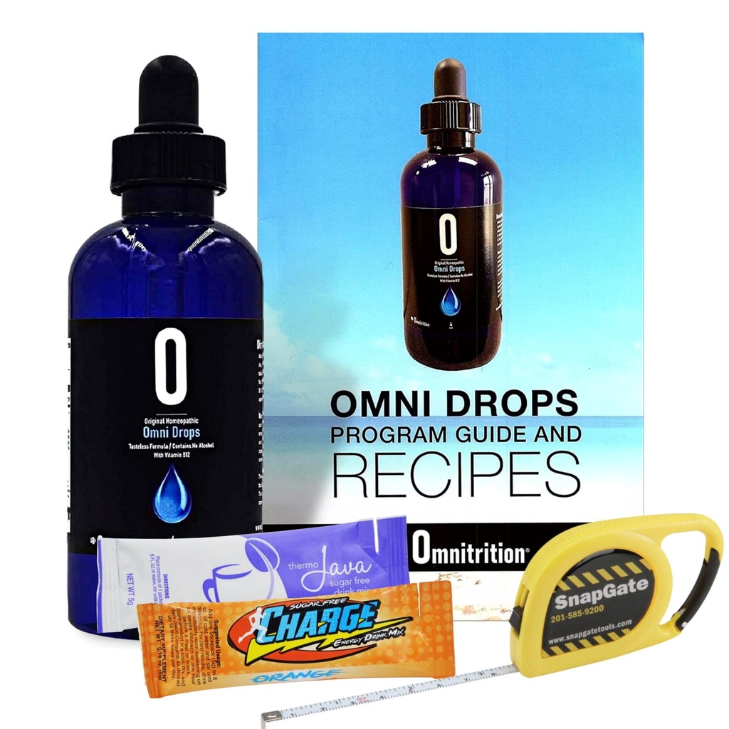 Omni Drop Program , Authentic Omnitrition - Basic Bundle Sisältää*** 4 oz Bottle Omni Drops kanssa B12-vitamiini ohjelma opas, näytteet ja Snapgate 10 Ft. Carabiner Tape Measure