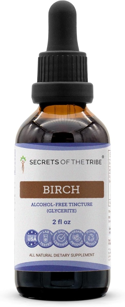 Heimokoivu Tincture alkoholiton nesteuute, koivu (Betula Pendula) Kuivattu lehti (2 FL OZ)