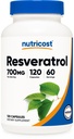 Nutricost Resveratrol 700 mg, 120 kapselia - Vegan, Gluteeniton, ei-GMO