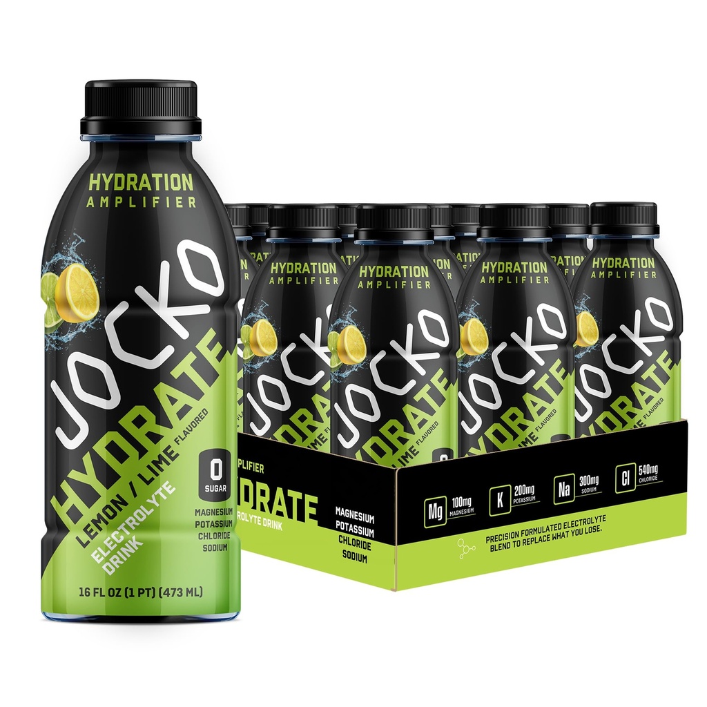 Jocko Fuel Hydrate Electrolyte Drinks - Urheilu Drink Hydration vahvistin, Jano Quencher - Tieteellisesti muotoiltu Electrolyte Blend Sitruuna-Lime 16 Oz (12 pakkaus)