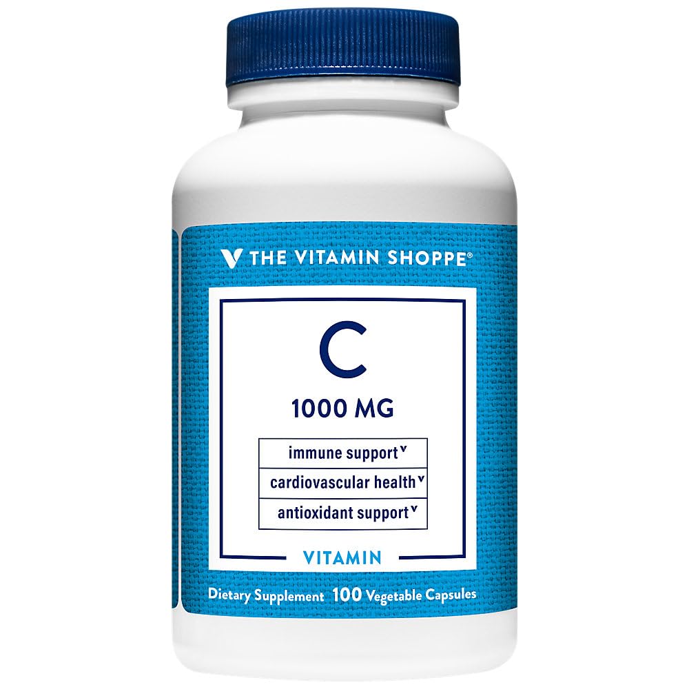 Vitamiini Shoppe C-1000 1000MG, antioksidantti, joka tukee immuuni- ja sydänterveyden (100 kapselia)