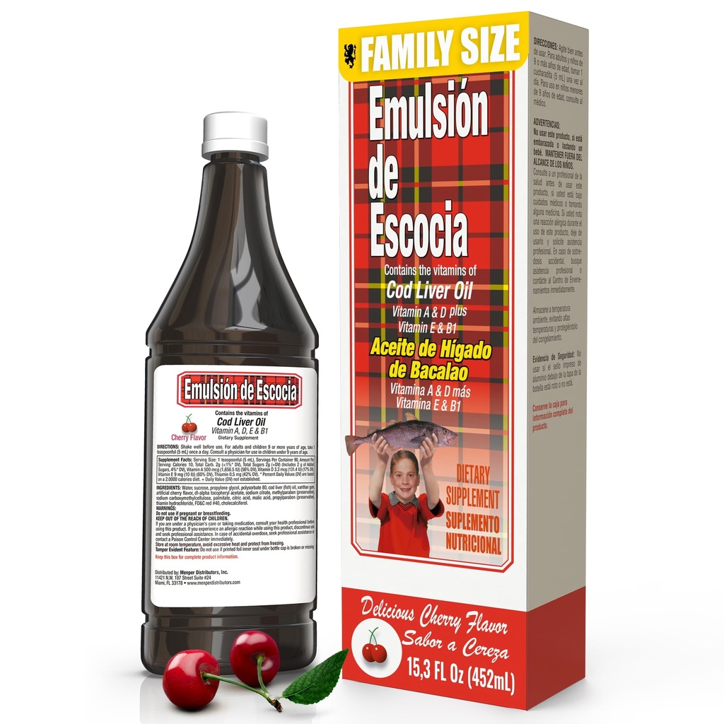 Emulsión de Escocia turskan kanssa Liver Oil . Cherry Flavor ...