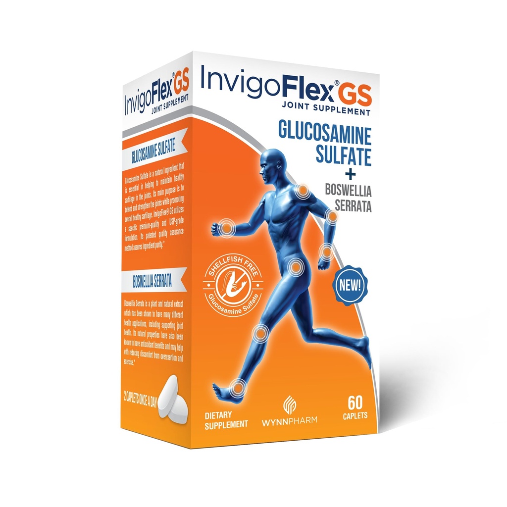 INVIGOFLEX® GS - Glukosamiinisulfaatti (Shellfish Free, Sodium Free & Vegetarian Safe) Non GMO, Gluteeniton - kanssa Boswellia Serrata - polvi, kädet, takaisin, ja Hip Premium Joint