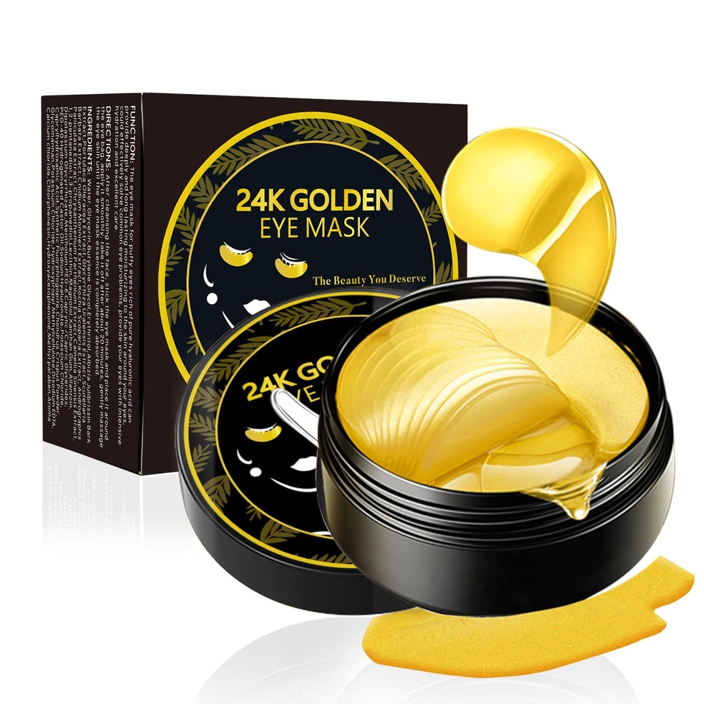 Under Eye Patches, 24K Gold Eye Mask, 60PCS Under Eye Mask, Collagen Gel Pads Patch hoitoja vaalean ryppyjä Puffy Eyes Tummat ympyrät Anti-Aging Kosteuttava, Fine Lines silmälaukut Naisten