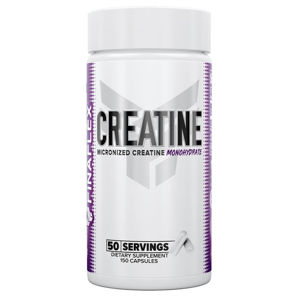 FINAFLEX Pure CREATINE - 150 kapslar - främjar muskelstyrka, storlek och prestanda - 100% ren, mikroniserad kreatinmonohydrat - NSF Certified - 50 portioner