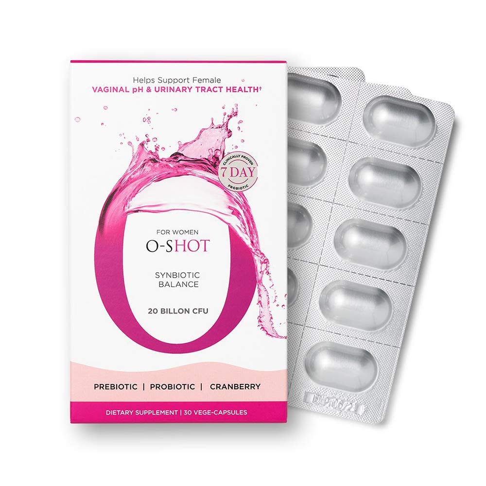 O-Shot (r Vegan Vaginal Probiootti + Prebiootti naisille, Karpalouute, Sikurijuuri, emättimen pH, virtsatie, digestio, turvotus, turpoaminen, Non Dairy, Non GMO, Gluteeniton, 30 Vege-Capsules
