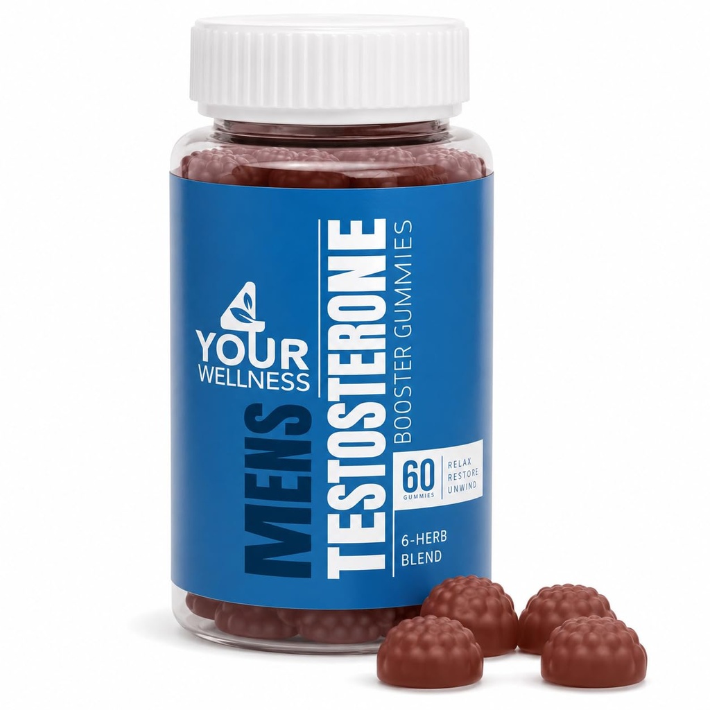 Testosteron Booster Gummies Supplement för män, öka muskeltillväxt, uthållighet och prestanda med Tongkat Ali, Horny Goat Weed, Tribulus Terrestris, Fenugreek och Maca (60 greve av 1)