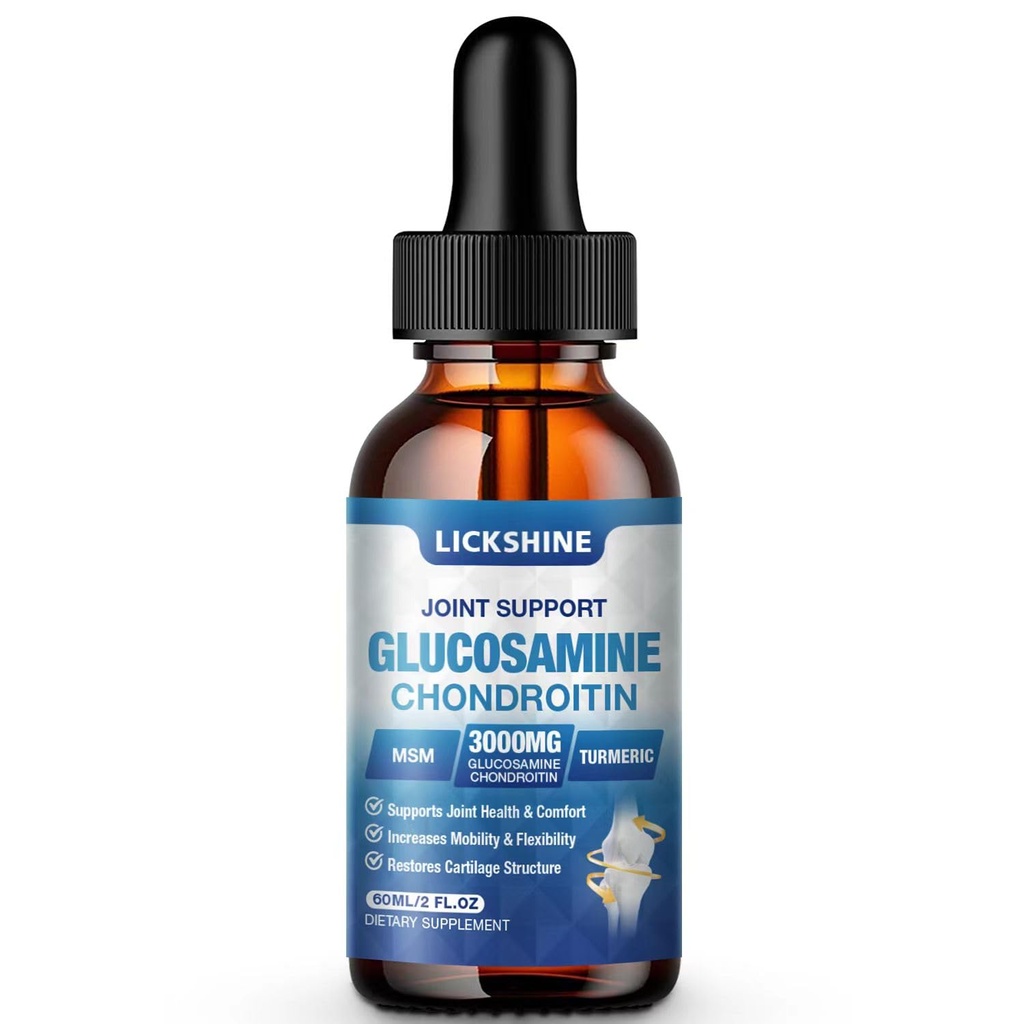 1 pakkaus Glukosamiini Chondroitin MSM Liquid Drops - Extra Strength Joint Support Supplement for Adults with Quercetin Boswelia, bromelain, hyaluronihappo, antioksidantti Immunosupport (2 Fl oz)