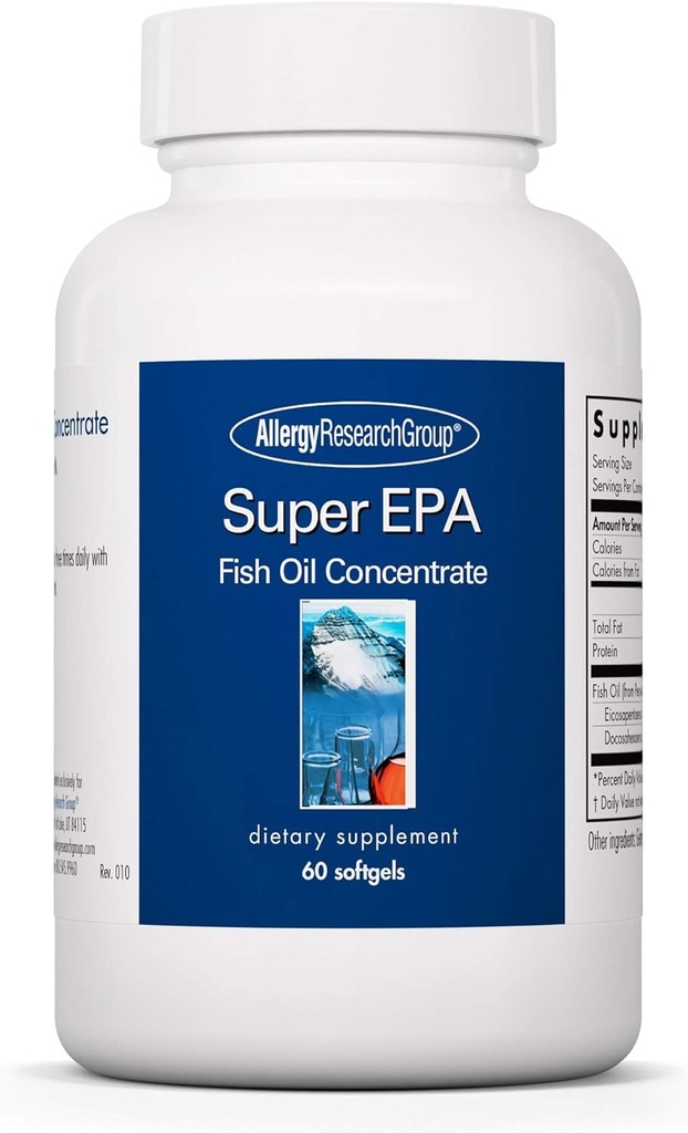 Allergy Research Group Super EPA - Omega 3 Supplement, Fish Oil Concentrate, EPA, DHA, Omega 3 Rasvahapot, kestävästi peräisin Anjovies - 60 Count
