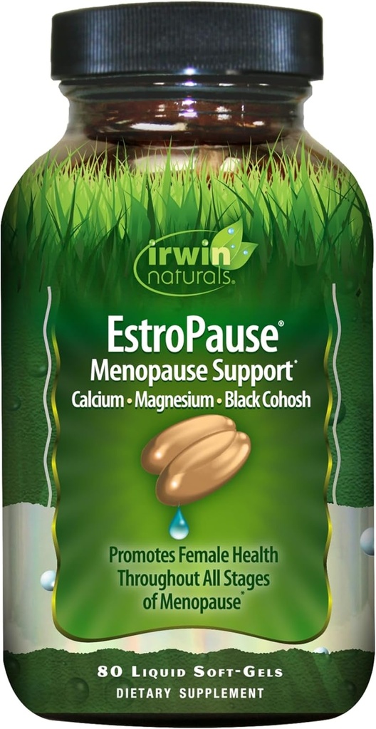 Irwin Naturals EstroPause Menopause Tuki - 80 Liquid Softgels - edistää naisten terveyttä kaikissa vaiheissa Menopause kalsiumin, magnesiumin ja mustan Cohosh