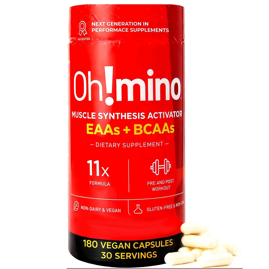 Oh!mino Essential Amino Acids Supplement. Kofeiinittomia kapseleita. Kaikki 9 EAA, BCAAs ja Täydellinen Amino harjoituksia, Amino energia, ja rakentaa lihasten, ja palata nopeammin.