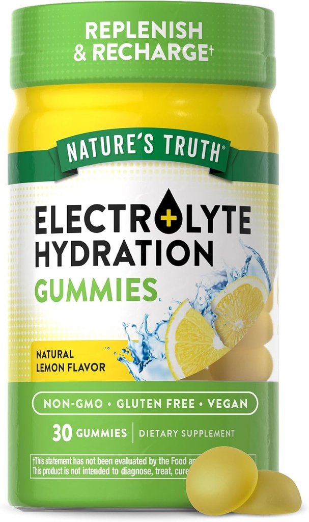 Nature's Truth Electrolyte Gummies for Hydration 30 Count Vegan, non-GMO & Gluteeniton Supplement