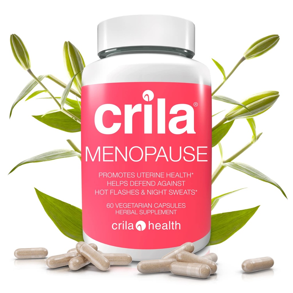 Crila Health Menopause Lisäravinteet naisille - 60 Ct. I Night hiki & Hot Flass Menopause Relief naisille, joilla ei ole estrogeenia, luonnollisia ainesosia, vähentää mielialoja Swings, väsymys ja turvotus *