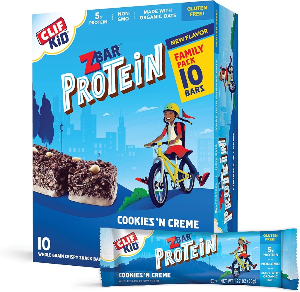 CLIF KID ZBAR - Proteiini Granola Bars - Evästeet ja Creme Flavor - Ei-GMO - Lounaslaatikko Välipalat (1,27 Ounce Energy Bars, 10 Count)