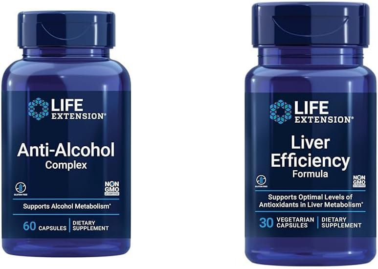 Life Extension Liver Health Support Bundle Anti-Alcohol Complex ja maksan tehokkuus Formula