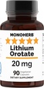 Litium Orotate 20 mg Elemental Lithium per kapsel - 90 vegetariska kapslar