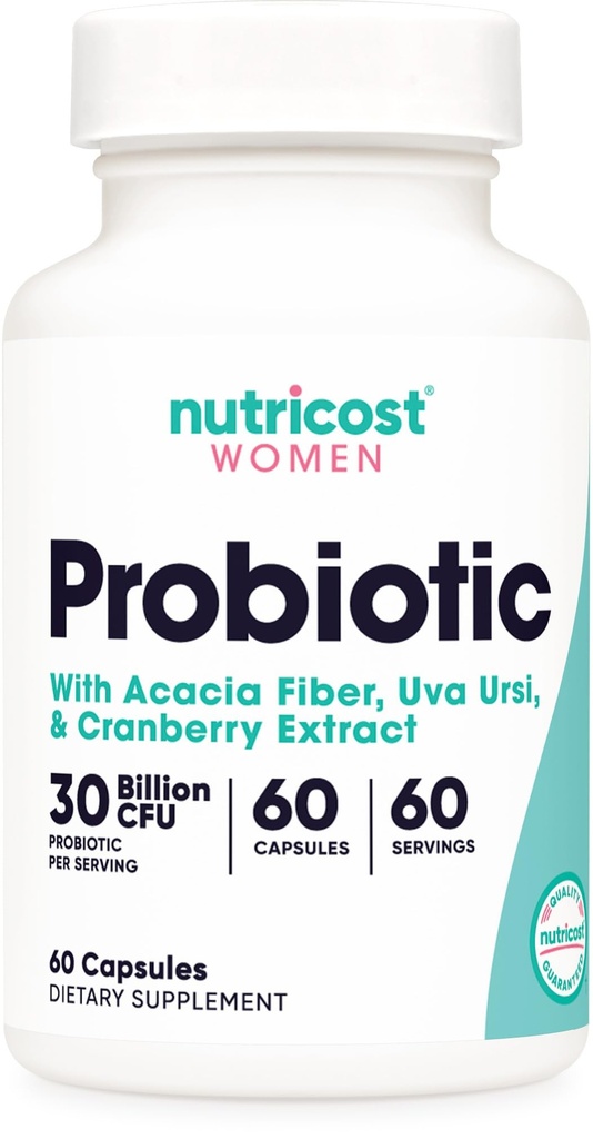 Nutricost Probiotic för kvinnor 30 miljarder CFU, 60 kapslar - Komplex med Acacia Fiber, Uva Ursi & Cranberry Extract, Non-GMO & Gluten Free