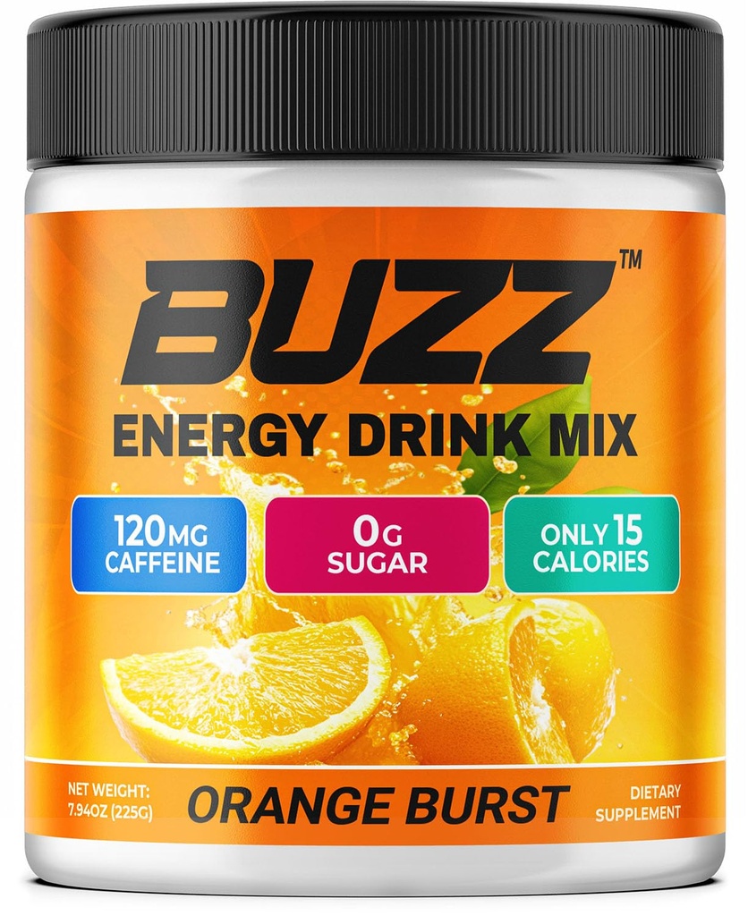 Aamu Buzz Energy Drink Powder - Energy Boost Drink Mix - Sokeritonta energiaa antioksidantteja - Aamu Kickstart ja urheilu ravitsemus Endurance tuote - 30 Tarjoilut, Orange Burst, 8 Ounces