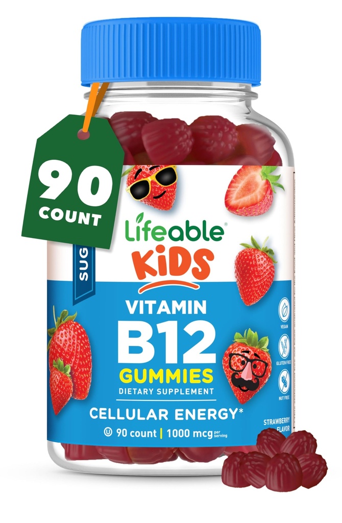 Elinkelpoinen sokeriton lasten B12-vitamiini Gummies ... 1000 mcg... Suuri maku B12-vitamiinia lapsille... energia, mieliala ja aineenvaihdunta Tuki B 12-vitamiini Gummies pojille ja tytöille 90 Gummies