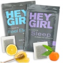 Hey Girl Sleep + Feel Better Tea Bundle - Unitee w/Chamomile, Valerian Root & Lemon Balm Tea Bags + Feel Parempi yrttitee Echinacea, Elderberry, C-vitamiini