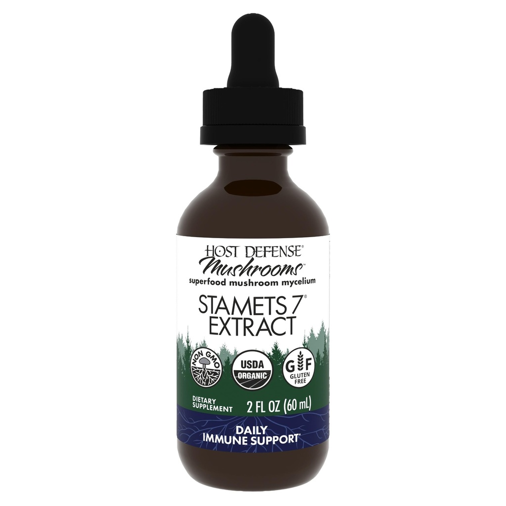 Isäntäpuolustus Stamets 7 Extract - 7 Species Blend - Mushroom Supplement for Immuuni Support with Royal Sun Blazei, Cordyceps, Reishi, Maitake, Lion's Mane, Chaga & Mesima - 2 fl oz (60 Servings) *