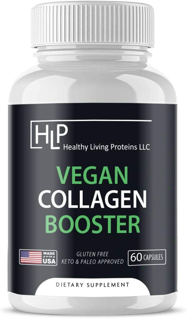 Terveet Living proteiinit Vegaani Collagen Booster ... auttaa tukemaan ja lisäämään kollageenia järjestelmässäsi terveille hiuksille, iholle, kynsille, kasvissyöjälle, Ketolle, Paleolle, Gluteenittomalle kapselille (60 kreivi)