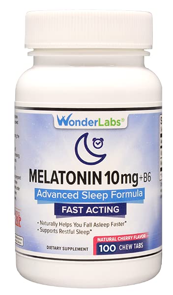 Wonder Laboratories Chewable Melatoniini 10mg + B6 Nopea liuottaminen auttaa sinua putoamaan Nukkua Nopeammin, Pysy Nukkua pidempään 100