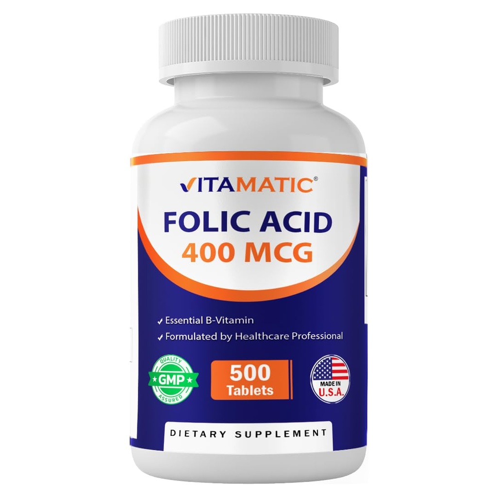 Vitamaattinen foolihappo 400 mikrog - 500 kasvistablettia - B9-vitamiini