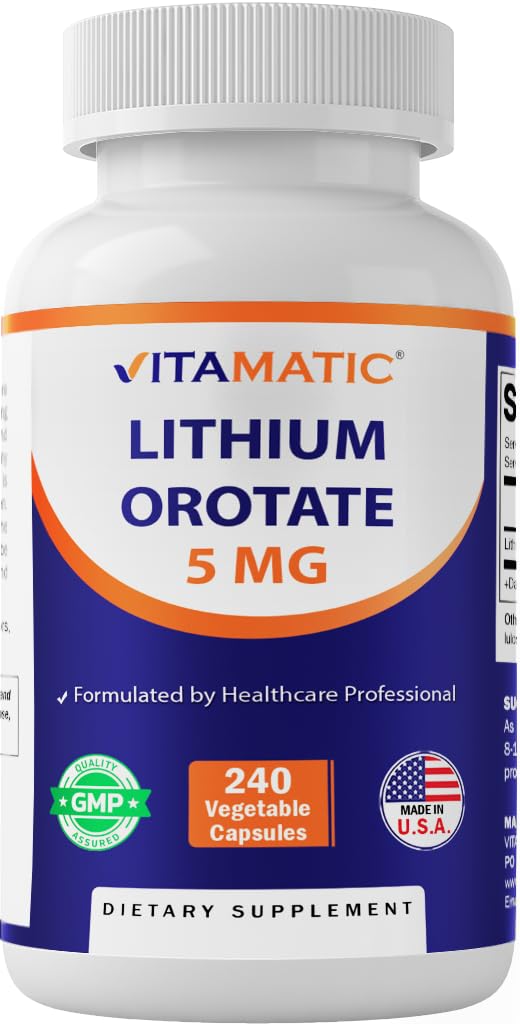 Vitamaattinen Litium Orotate 5 mg, 240 Kasviskapselia, ei-GMO, gluteeniton.