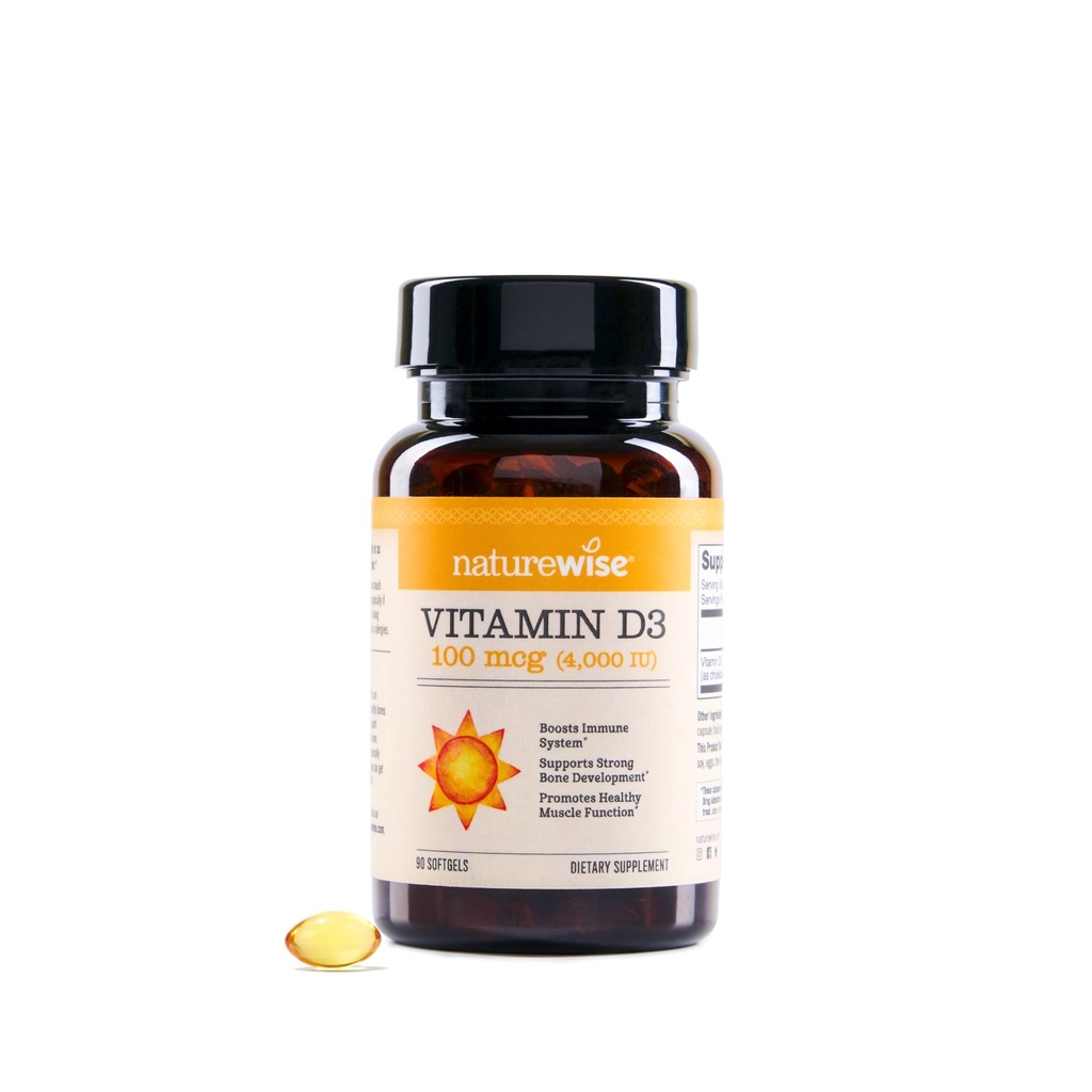 NatureWise-vitamiini D3 4000iu (100 mikrog) 90-päiväinen tarjonta immunosupport, terve lihasten toiminta, ja luun terveys - ei-muuntogeenisiä, gluteeniton orgaaninen ekstra-neitsytoliiviöljy (Mini Softgel), 90 kreivi