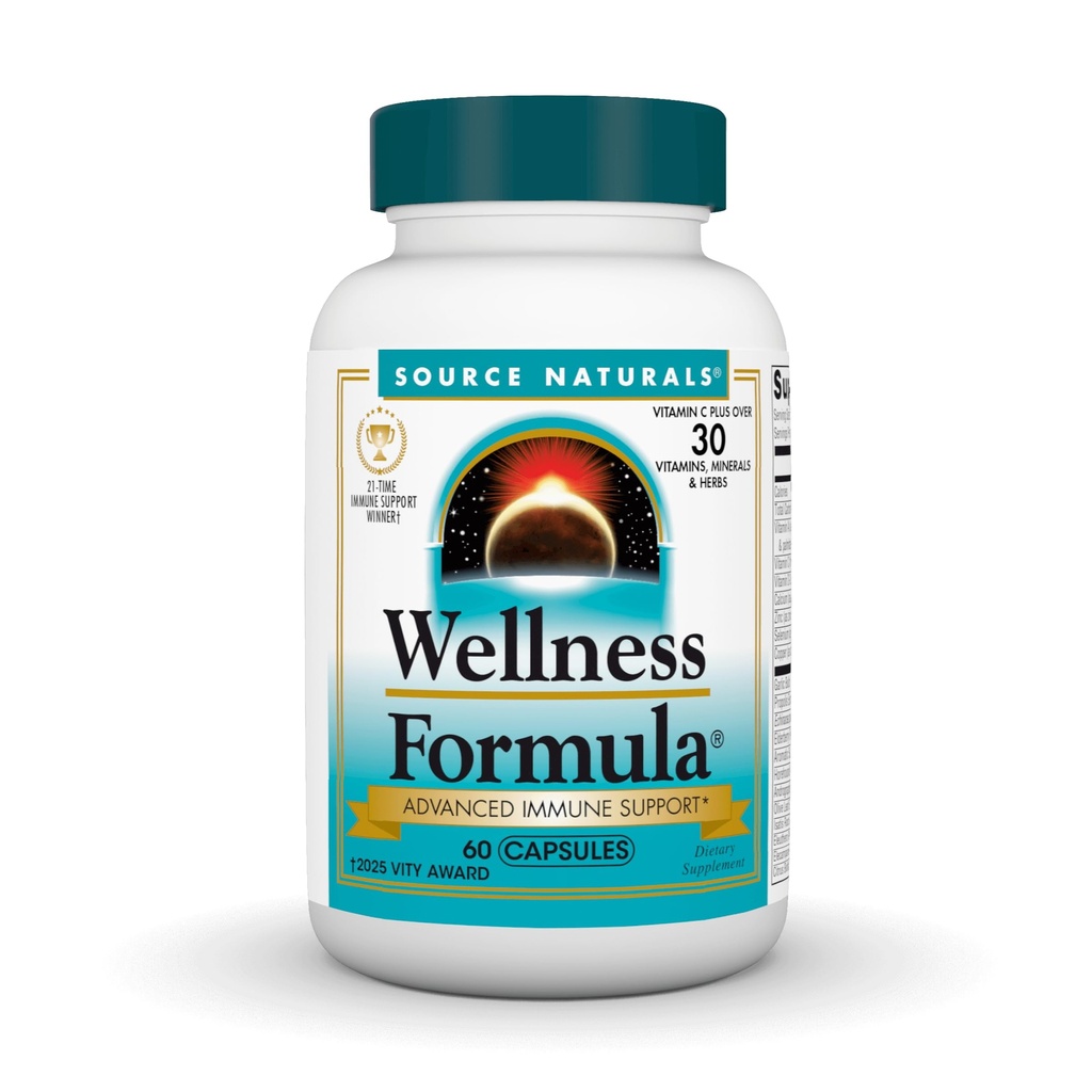 Source Naturals Wellness Formula Bio-validoituja vitamiineja & kasviperäisten puolustus immuunijärjestelmän tuki - Ravintolisä & Immuniteetti Booster - 60 kapselia