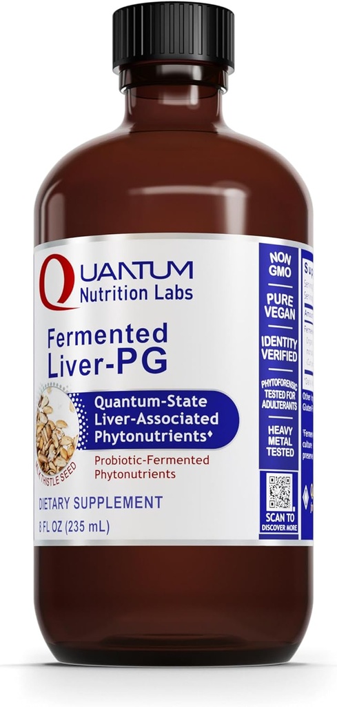 QNL Fermented Liver-PG - Vegan Liver Aid Supplement - Sisältää Organic Turmeric & Milk Thistle - Maksa tuki täydentää naisten ja miesten - 8 fl oz