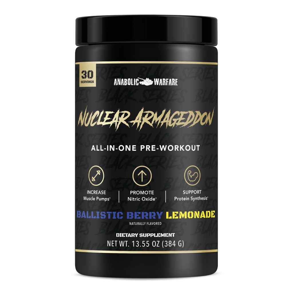 Anaboliset Warfare Nuclear Harmageddon Pre Treenout Powder Pre-Workout miehille & naisille L-Citrullline, Beta Alanine Powder ja kofeiini (Ballistic Berry Lemonade - 30 Servings)