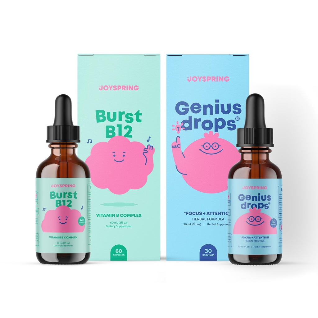 JoySpring Liquid B Complex ja Nerokas Focus Drops lapsille